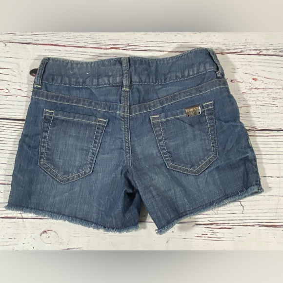 Guess Womens Jean Shorts Size 24 Denim Raw Hem Cut Off 4” Inseam Low Rise Blue - Picture 2 of 11